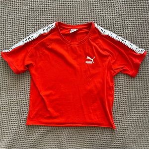 Red-Orange Puma Crop Top Tee